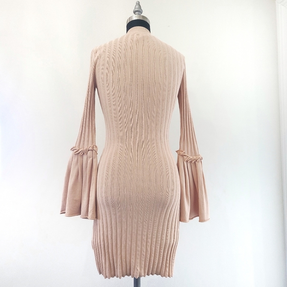 C/MEO Collective Revolve Ribbed Textured Knit 70s Bell Sleeve Cutout Mini Dress - Picture 11 of 12